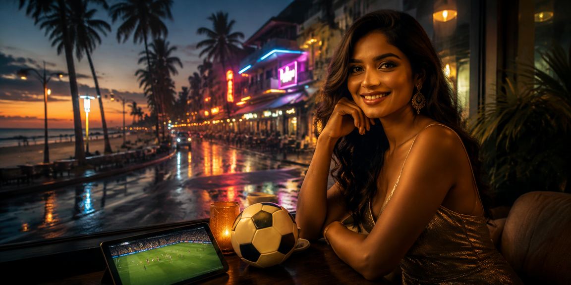 Players enjoying Andar Bahar betting alongside football matches near Goa beach